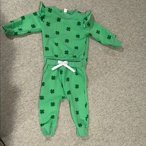 Green Clover Print Baby Sweatsuit